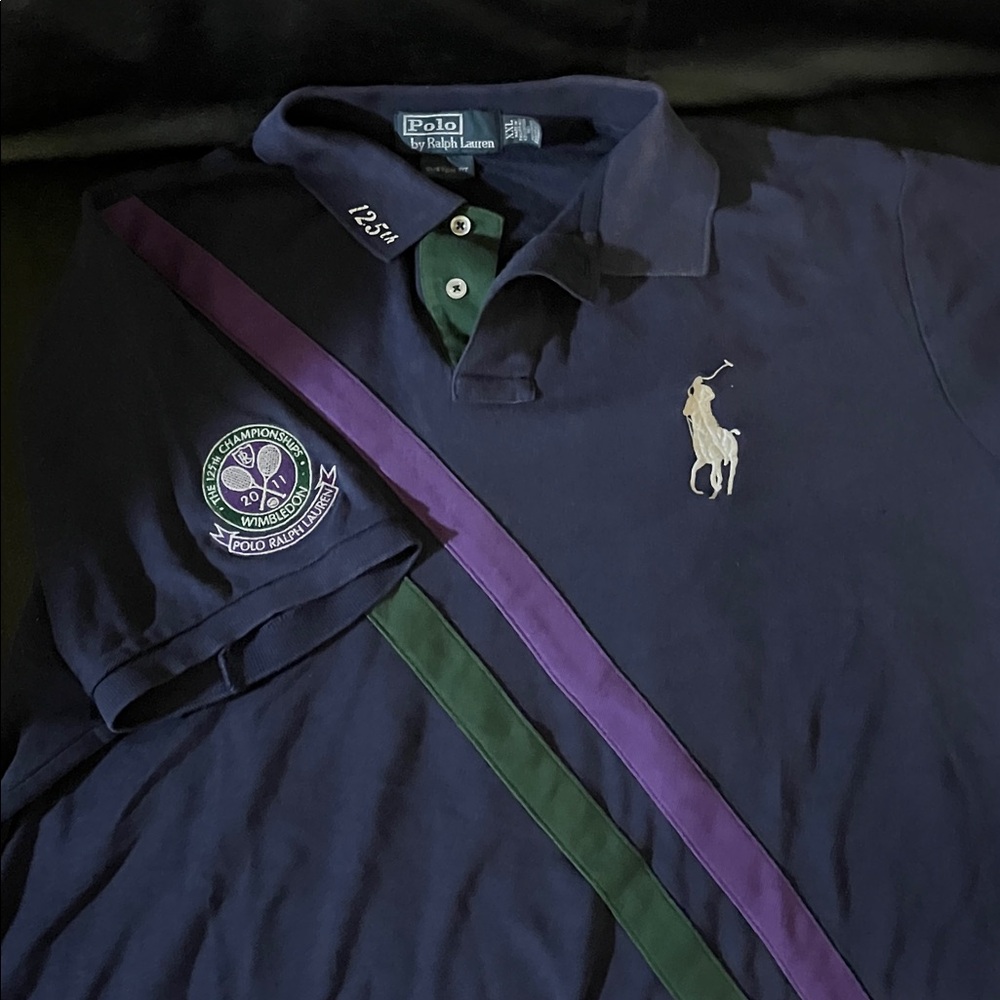 Polo by Ralph Lauren Navy Shirt with Purple and Green Accents